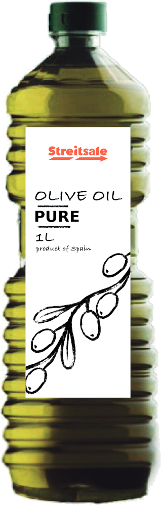 Pure Olive Oil in a 1L plastic bottle