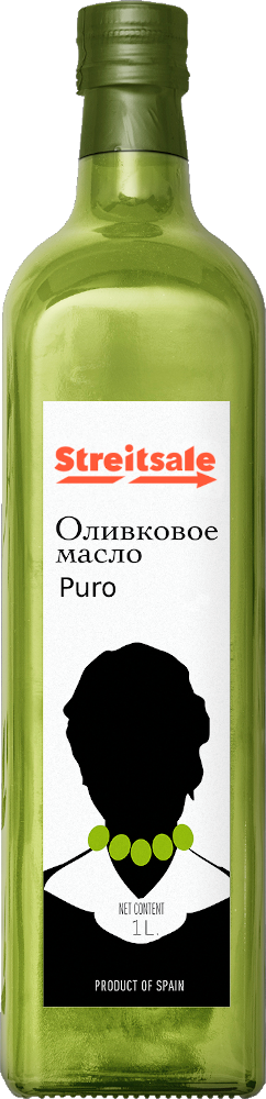 Pure Olive Oil in a 1L glass bottle