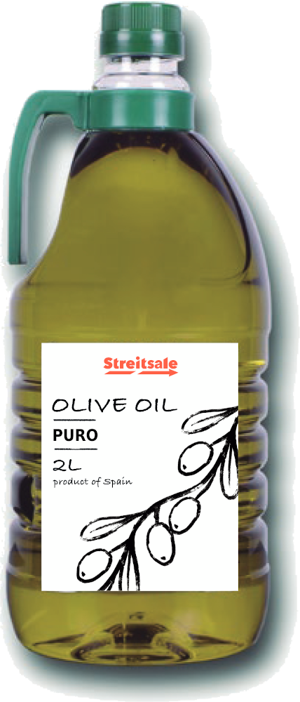 Pure Olive Oil in a 2L plastic bottle