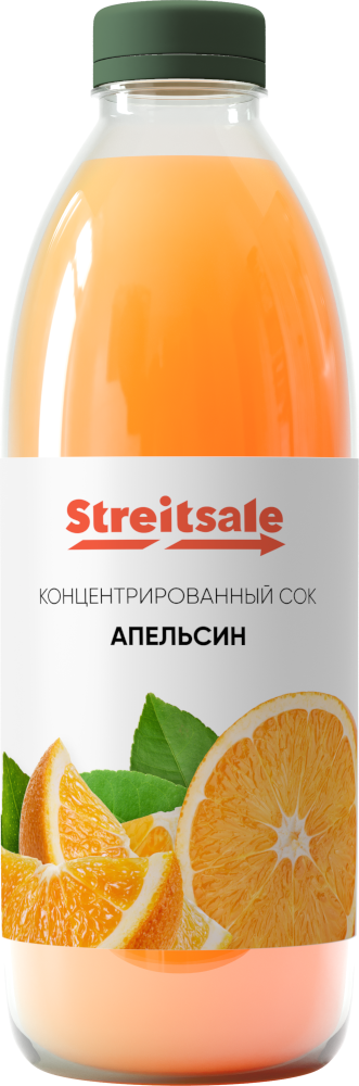 Concentrated orange juice in a plastic bottle 1 liter